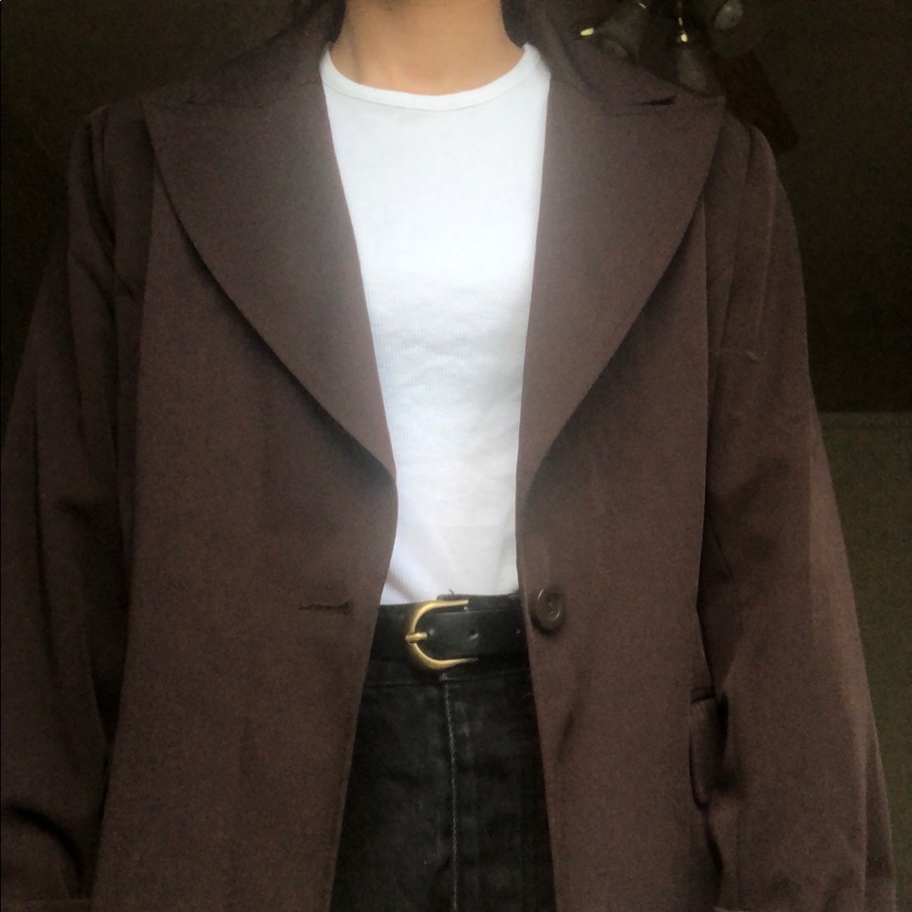 Brown longline blazer